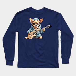 Chihuahua Playing Guitar Long Sleeve T-Shirt